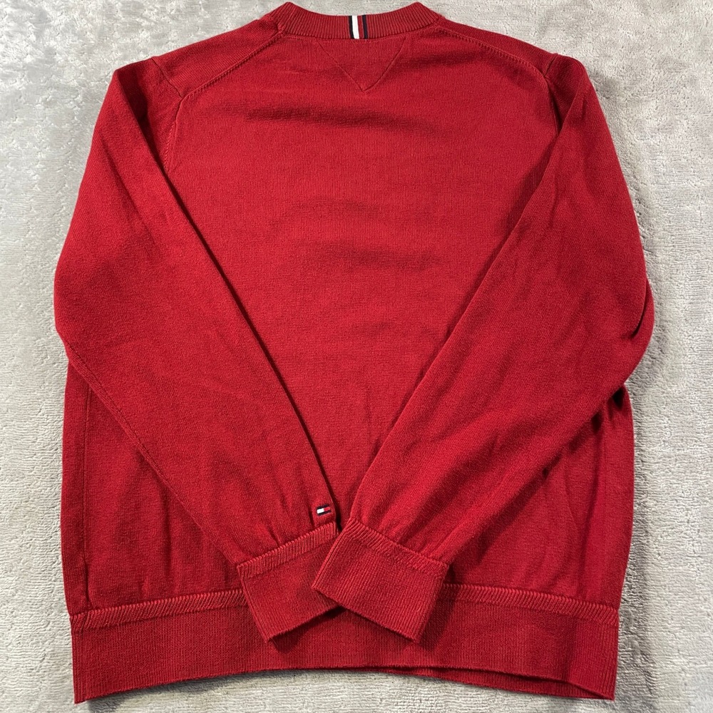 Tommy Hilfiger Sweater Mens XL Red Crewneck Embroidered Logo Preppy Casual - Picture 8 of 11